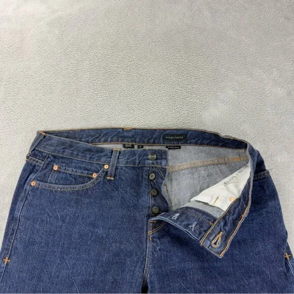Wings + Horns Men Size 36x34 Cone Mills Selvedge Raw Denim